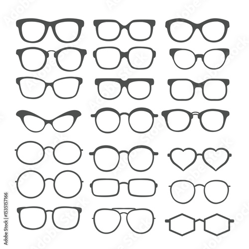 Set of sunglasses isolated on white background