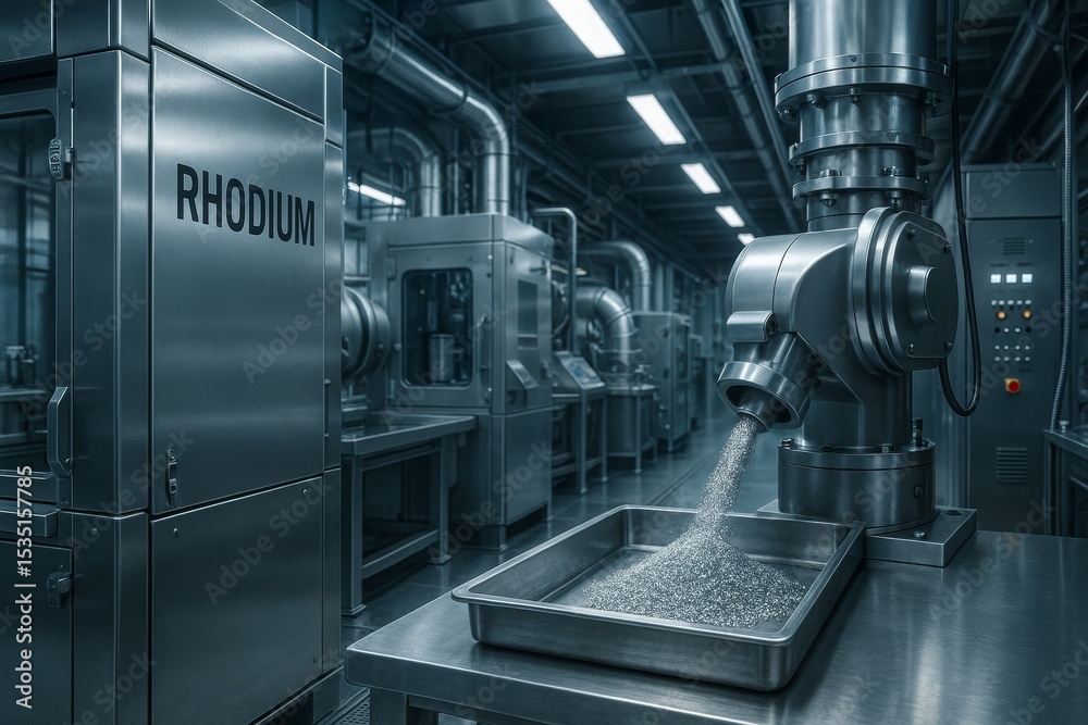 Fototapeta premium Rhodium Extraction Facility – Industrial Rare Metal Refining Site