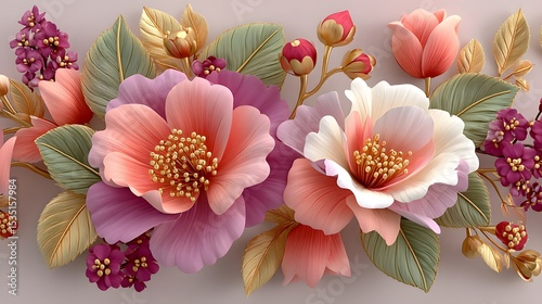 Soft pink floral embossed texture design high resolution wallpaper