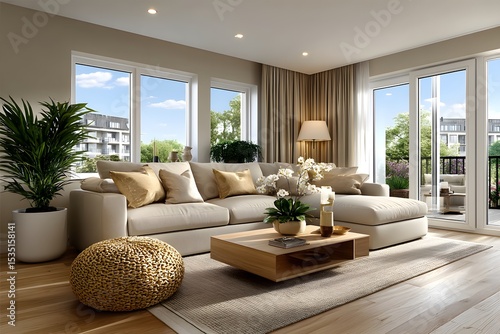 Stylish open concept apartment design high resolution picture