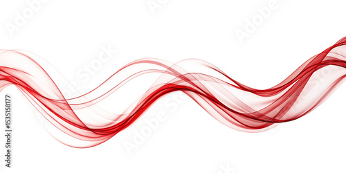 Abstract red wavy line isolated -  on a white background png AI