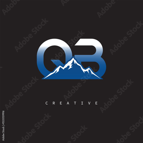 QB Creative Mountain Logo – Bold Gradient Letter mark Branding Design for Business & Outdoor Brands