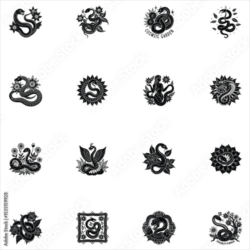 Floral Snake Svg 