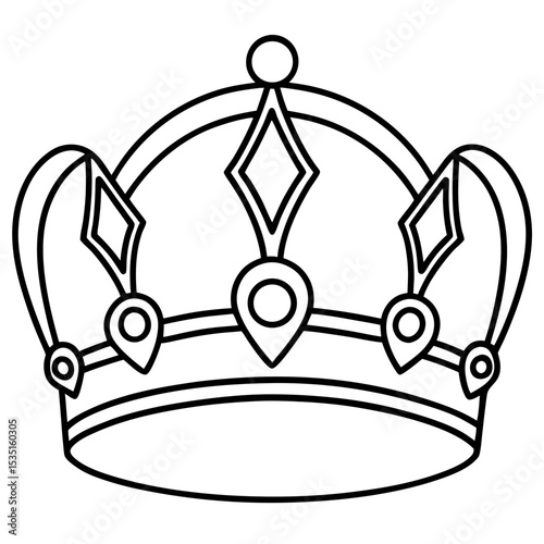 Vintage Royal Crown Line Art Vector