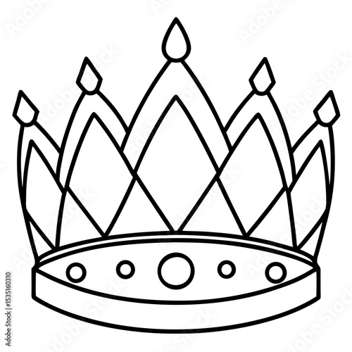 Vintage Royal Crown Line Art Vector