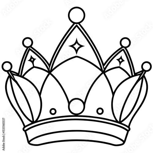 Vintage Royal Crown Line Art Vector