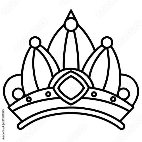 Vintage Royal Crown Line Art Vector