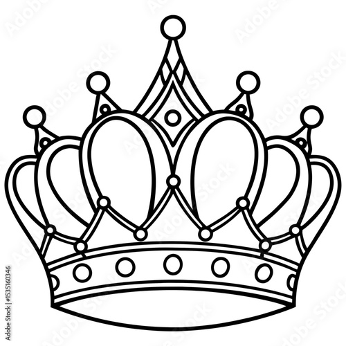 Vintage Royal Crown Line Art Vector