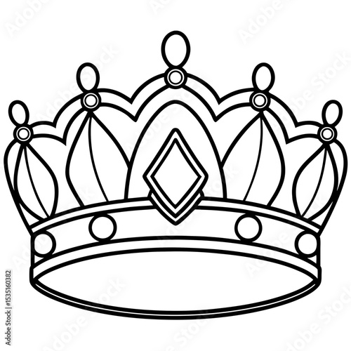 Vintage Royal Crown Line Art Vector
