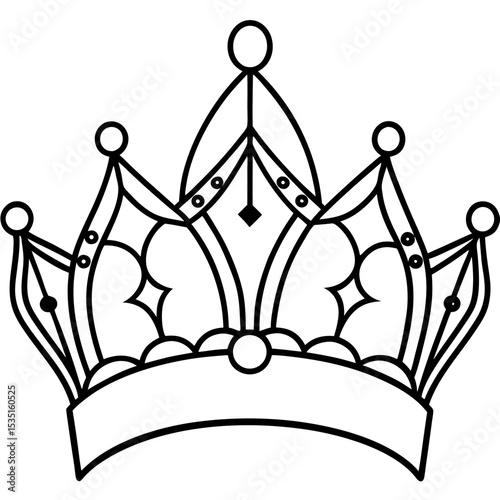 Vintage Royal Crown Line Art Vector