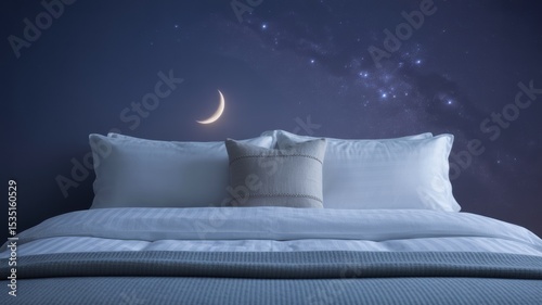 Cozy Bed with Night Sky Mural