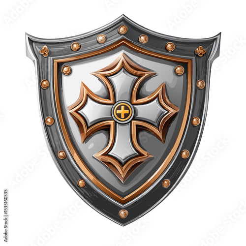 Alert shield emblem with red x stock vector