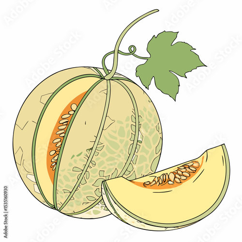 vector illustration of ripe melon