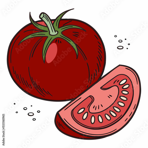 tomato with water drops