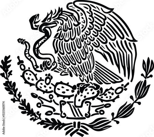 Mexico Coat of Arms design on transparent Background