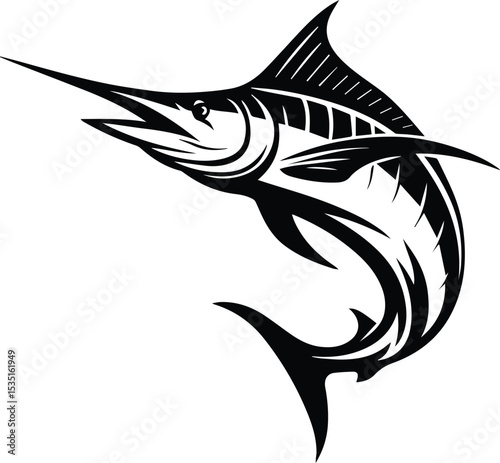 Blue Marlin Fish Design on transparent background