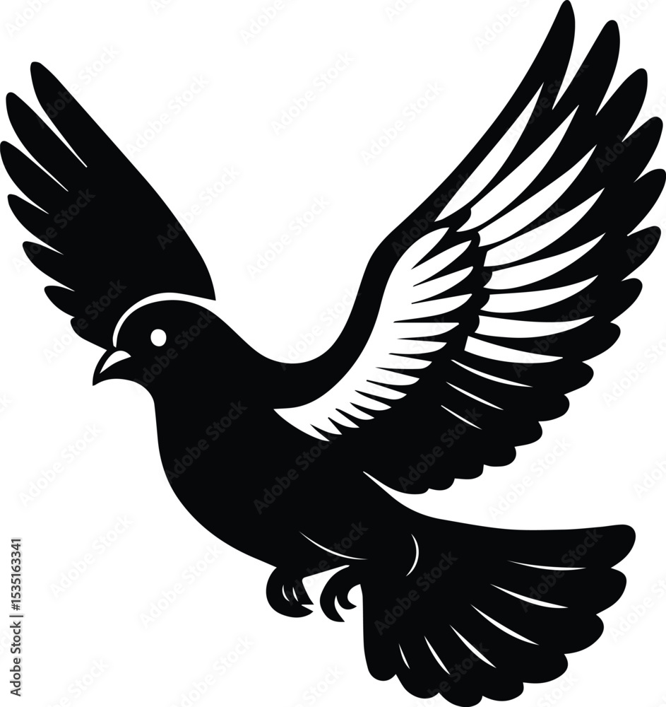 Obraz premium Pigeon bird flying - Dove bird silhouette on transparent background