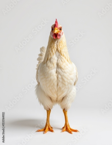 A proud chicken displaying its feathers in a studio setting animal photography minimalist background close-up view