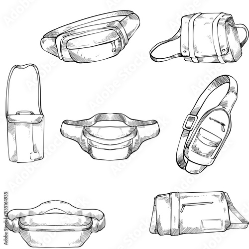 Set of sling bag handdrawn illustration⁠
