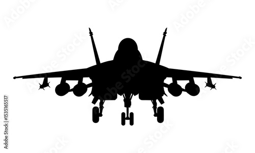 Fighter Jet Silhouette on Transparent Background