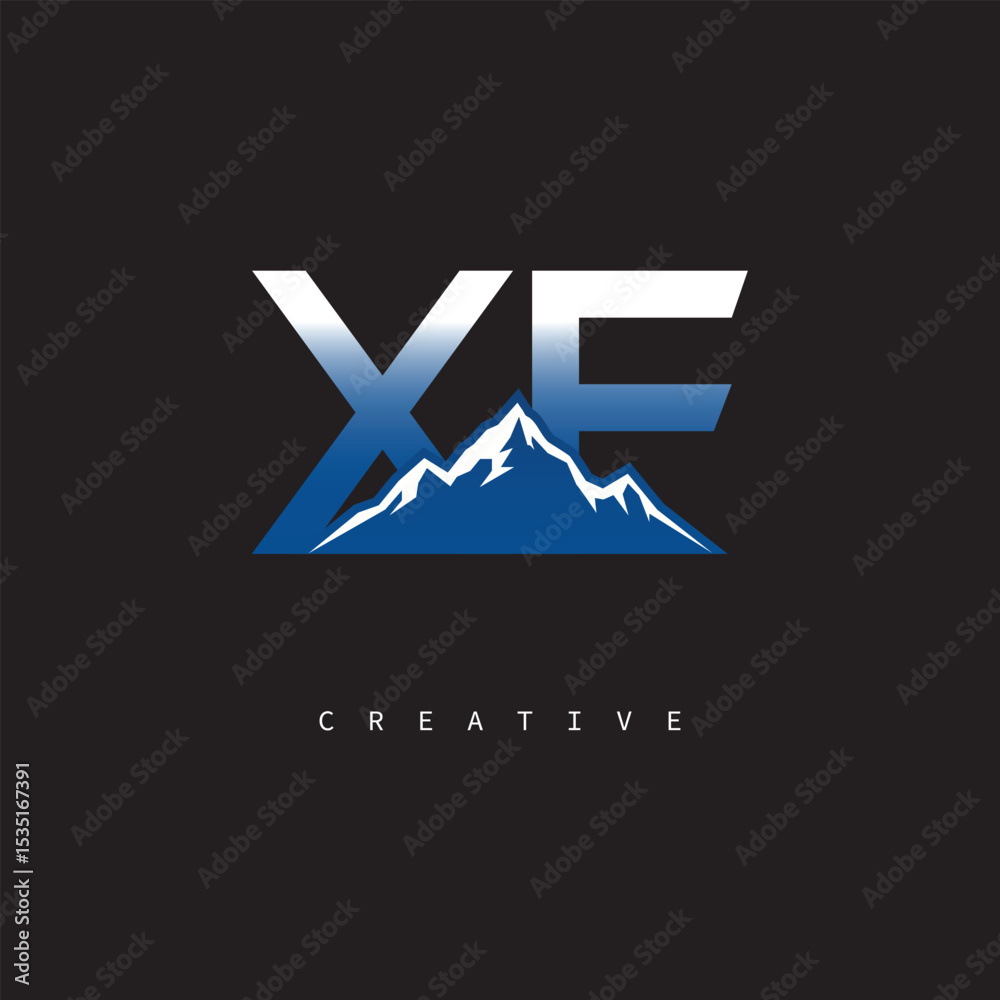 Fototapeta premium XF Creative Mountain Logo – Bold Gradient Letter mark Branding Design for Business & Outdoor Brands