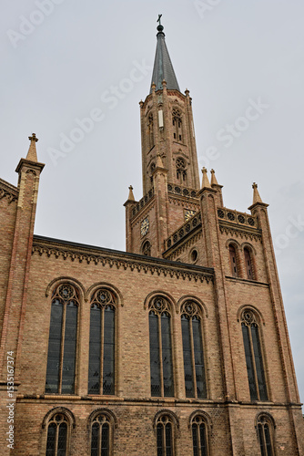 Brick Gothic Church in Fürstenberg with Tall Tower and Ornate Facade