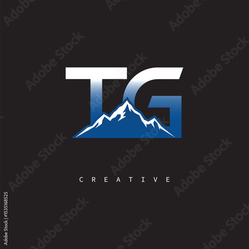 TG Creative Mountain Logo – Bold Gradient Letter mark Branding Design for Business & Outdoor Brands