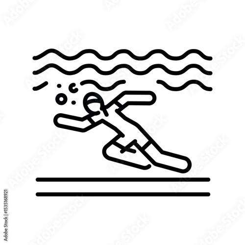 aqua jogging black line icon for digital and print projects.