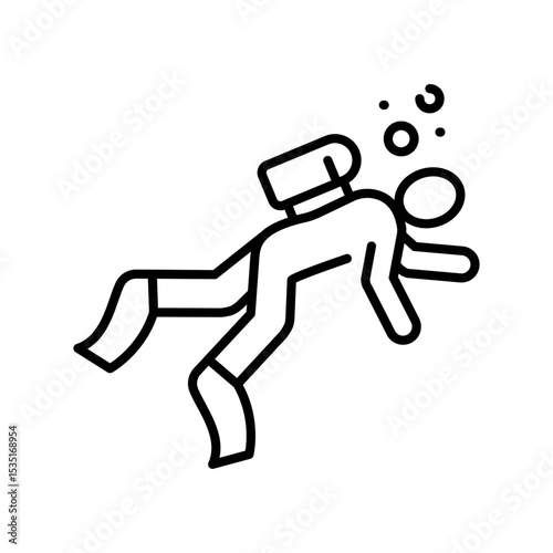 diving black line icon for digital and print projects.