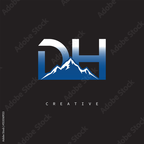 DH Creative Mountain Logo – Bold Gradient Letter mark Branding Design for Business & Outdoor Brands