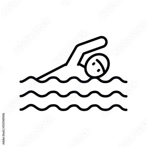 swimming black line icon for digital and print projects.