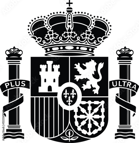 Spain national flag crest on transparent background