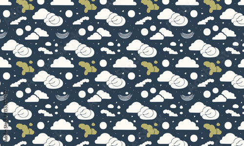 Night Sky Pattern in Pixel and Doodle Style