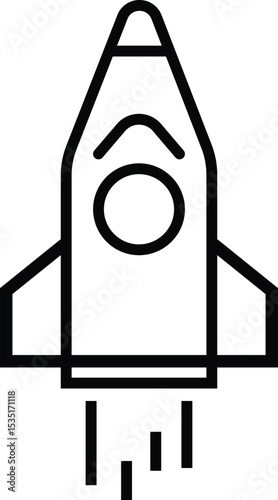 Rocket icon. rocket space icon. vector design outline style. flat ison isolated on white background