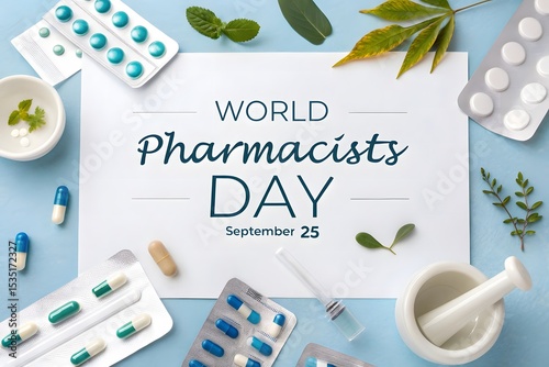 World Pharmacists Day | Flat Style Medical Illustration of a Pharmacist with Medicine and Healthcare Elements