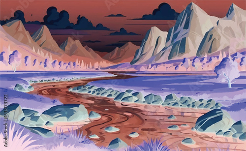 A breathtaking vector illustration of the Grand Canyon. Grand Canyon hand-drawn comic illustration. Vector doodle style cartoon illustration