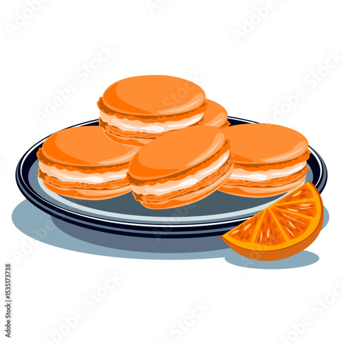 macaroons orange cookies on a plate