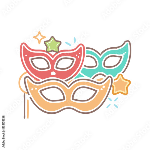 Icon of colorful masks for celebration and events 