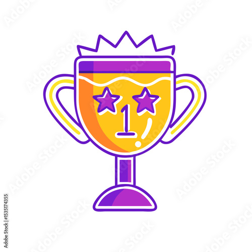 Colorful icon of a trophy with stars and a "1" 