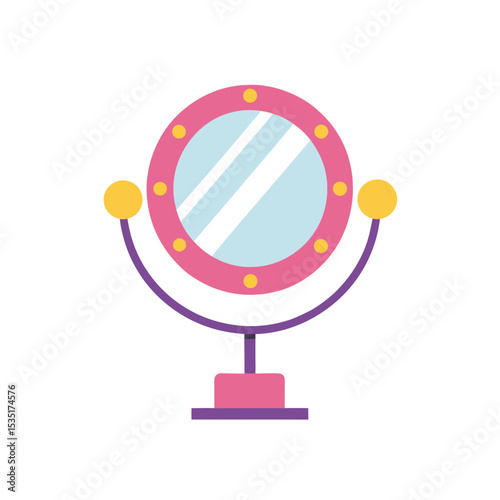 Vanity Beauty Mirror And Lights Vector For Makeup And Fashion Themed Projects