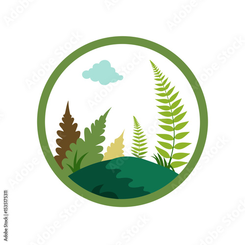 Beautiful Fern And Moss Garden Vector For Natural And Botanical Art Illustrations