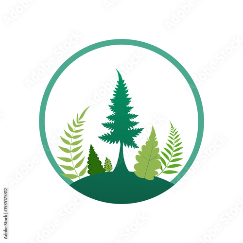 Lush Fern And Moss Garden Vector Clipart For Natural And Forest Themed Designs