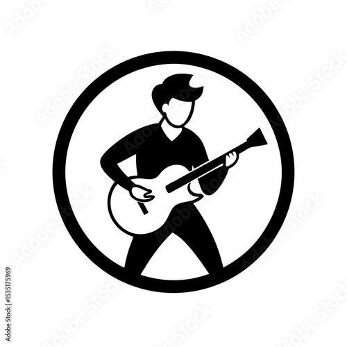 Guitar Player Singing Vector Graphic For Music Festival And Live Performance Art