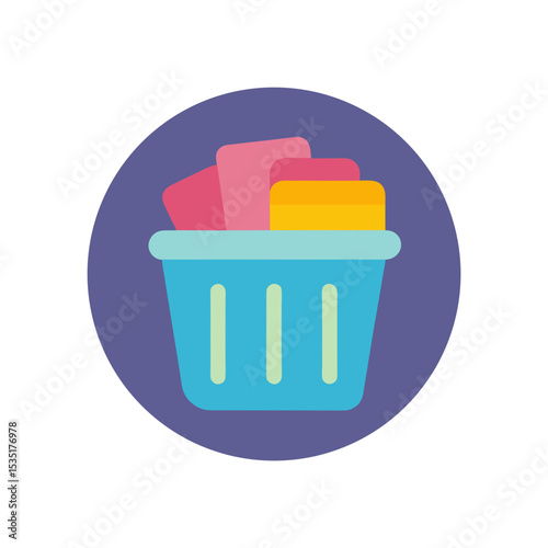 Laundry Basket With Clothes Vector Graphic For Cleaning Service And Household Icons