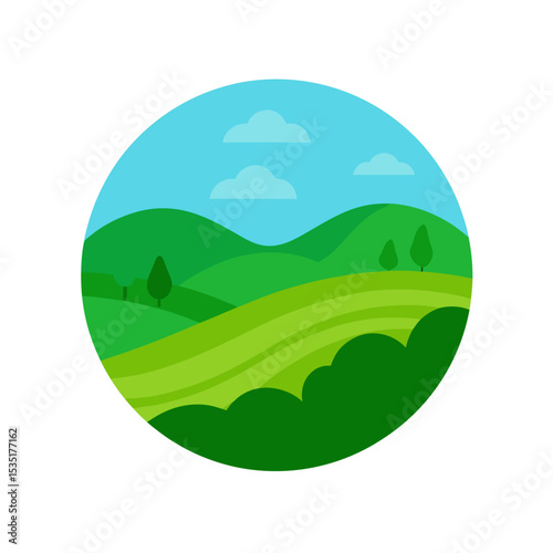 Beautiful Lush Green Pasture Vector Graphic For Nature And Agriculture Designs