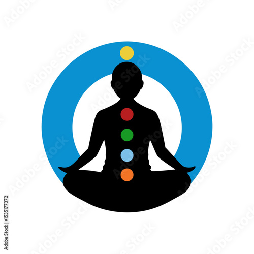 Spiritual Meditating Silhouette And Chakras Vector Art For Yoga And Holistic Health