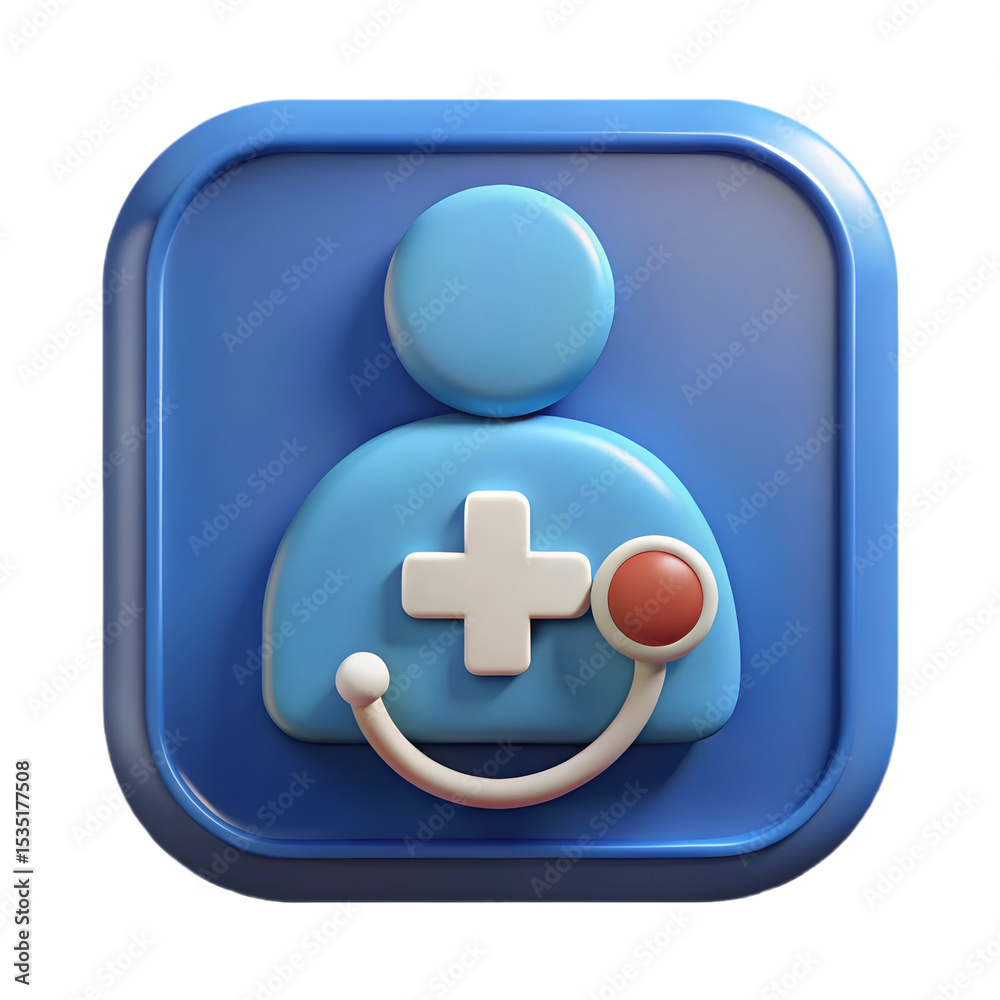 Obraz premium 3D medical icon of healthcare professional with stethoscope symbol 