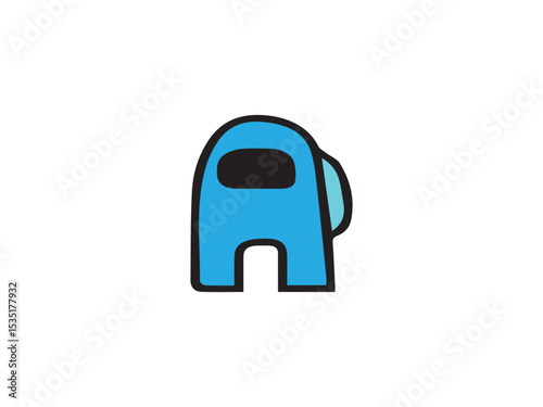 The image shows a simplified vector illustration of a blue crewmate character from the popular game Among Us.