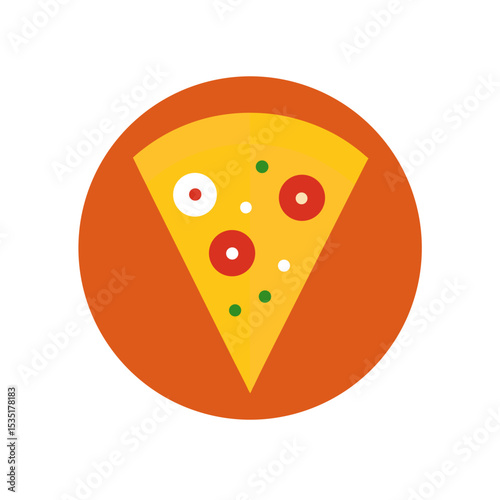 Simple Pizza Slice Vector Logo Icon in a Circle
