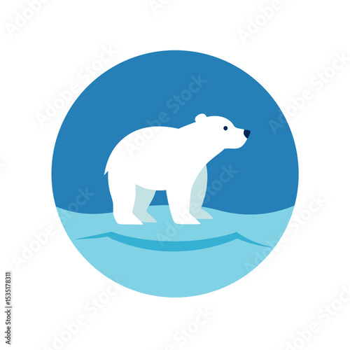 Polar Bear on Ice Vector Logo Icon Clipart in a Circle